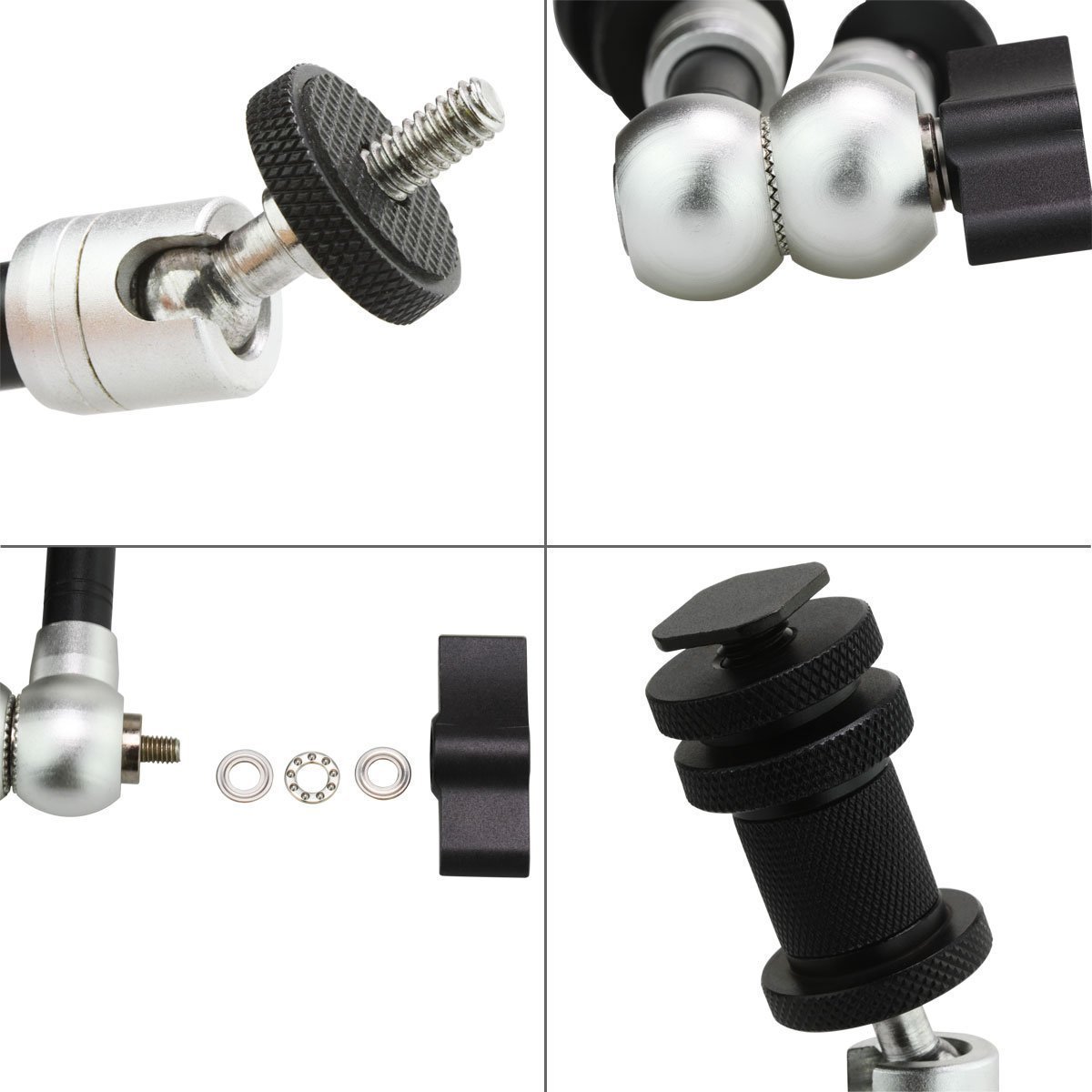 Magic Arm, CAM-ULATA 11 Zoll Einstellbar Reibung Articulating Magic Arm für Hot Shoe Mount DSLR Kamera Rig LCD DV Monitor / LED Leuchtet Taschenlampe Dolly Auto, Silber, 28cm / 11 \