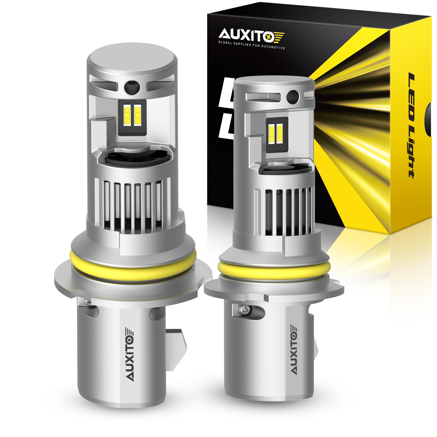 AUXITO 2025 Upgraded 9004/HB1 Fog Light, 900% Brightness, 6000K Cool White Powersports Bulbs with Fan, Plug and Play, Non-Polarity, Pack of 2 Image