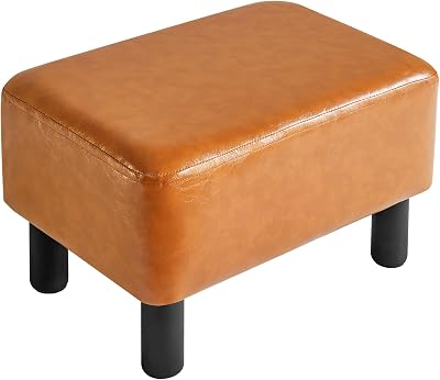 IBUYKE 16.54 Inch Small PU Leather Ottoman Footrest Orange RF-BD217