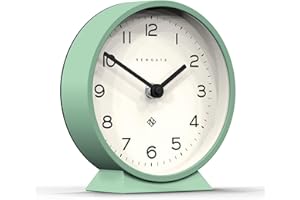 NEWGATE® M Mantel Silent Sweep Mantel Clock - 'No Tick' - Minimalist Dial - (Neo Mint)