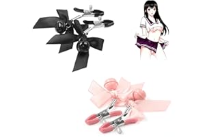 Nipple Clips, 2 Pairs Body Chains Clips,Fake Nipple Rings,Stainless Steel Body Bells Non-Piercing Jewelry Clip, for Women Non