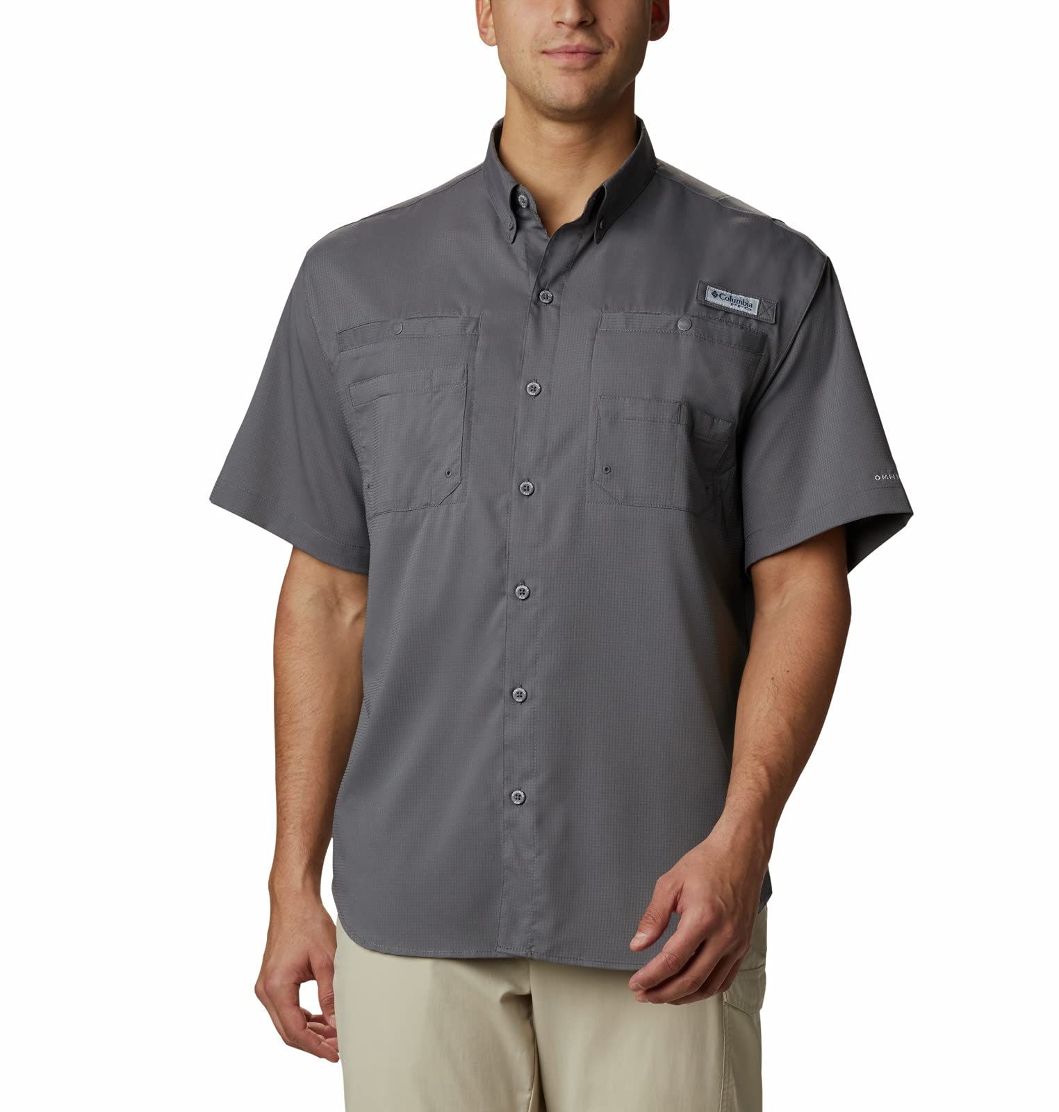 Columbia Mens PFG Tamiami II Short Sleeve Fishing Shirt, City Grey, 6X Image