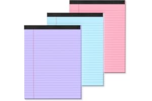 MuiAng 3 Pack Colored Legal Pads 8.5 x 11 Inch Note Pads Wide Ruled Notepad 8.5 x 11 21lb Pink/Purple/Blue Paper Writing Pads 30 Sheets Perforated Notepads with Sturdy Back for Home, Office, School