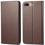 SHIELDON Genuine Leather Wallet Folio Book Design with Stand and ID Credit Card Slots Magnetic Closure TPU Shockproof Case for iPhone 8 Plus 2017