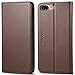iPhone 8 Plus Case, iPhone 7 Plus Case, SHIELDON Genuine Leather Wallet Folio Book Design with Stand and ID Credit Card Slots Magnetic Closure TPU Shockproof Case for iPhone 8 Plus 2017 - Coffee Brown
