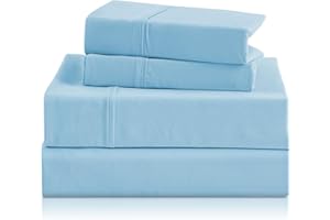 CozySmile Holtel Luxury Twin Sheet Set - 3 Piece Soft Microfiber Sheets for Twin Size Bed, 16" Deep Pocket Easy Care Wrinkle Free Cooling Bedding Sheet and Pillowcase Set, Sky Blue