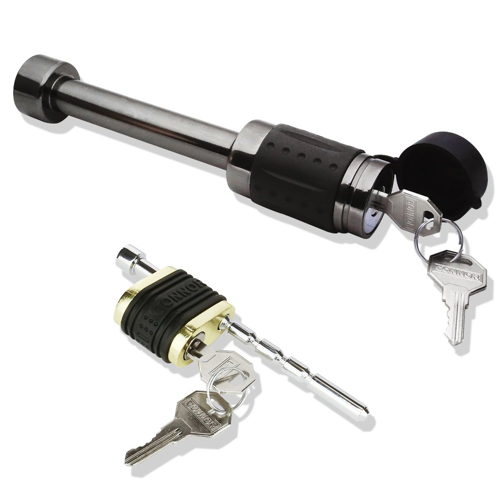 Connor Trailer Hitch Lock and Adjustable Coupler Lock - 5/8" Black Nickel Hitch Pin for Class III, IV, V Hitches, 1615250 Receiver Lock