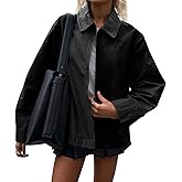 Cicy Bell Womens Barn Jackets Casual Zip Up Cotton Canvas Oversized Lightweight Coats Winter Spring Outfits