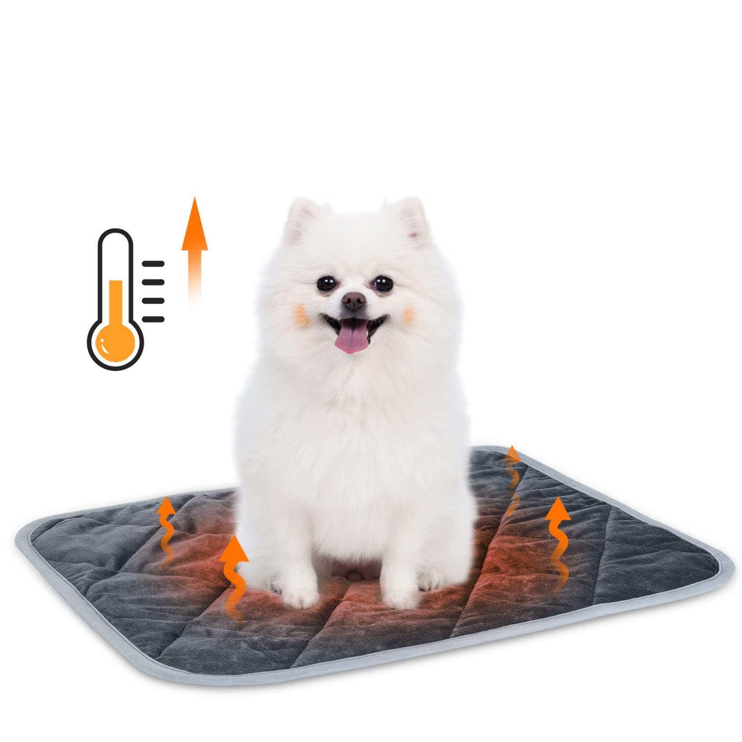 Nobleza Self Heating Pet Pad, Thermal Dog Cat Blanket Machine Washable Reusable, Safe Self Heated Soft Pet Blankets, Non-Slip Warm Puppy Rabbit Mat, Size M 60x45cm Grey