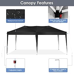 TOOLUCK 10x20 Pop Up Canopy Tent Waterproof Outdoor