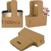 100 Pack Drink Carrier with Handle, 2 Cups or 4 Cups Assemblable Disposable Paper Cup Holder, Coffee and Drink Carrier, for Coffee and Drink Delivery Cup Holder