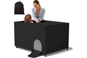 JIUKONG Crib Blackout Cover for Pack N Play, Portable Travel Crib Canopy Cover with Storage Bag, Stretchy Breathable Playard Netting Cover for Indoor Outdoor, Blocks 90% Light, Black