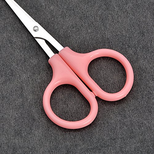 2 Pcs Stainless Steel Safety Round Tip Scissors Professional Personal Care for Nose Ear Beard Baby Nail Makeup Tool (Plastic handle)