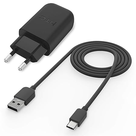 HTC - Cargador Original HTC TC P5000 + Cable Tipo C, Carga Rapida (Quick Charge 3.0) para HTC 10, Negro, Bulk