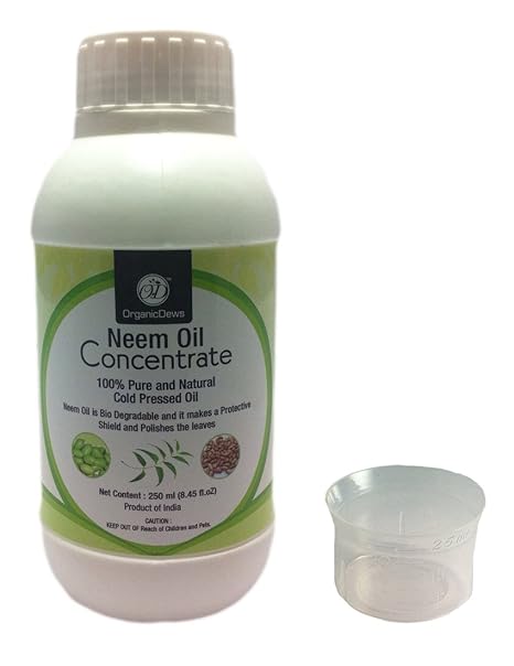OrganicDews Neem Oil Concentrate for Plants 250 ml with Measuring Cup 25 ml