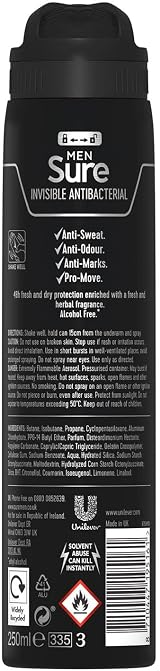 Sure Invisible Antibacterial Anti-perspirant Deodorant Aerosol 250ml view 2