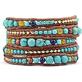 ZOSOJONA Boho Wrap Bead Bracelet for Women - Handmade Adjustable Natural Stone Beaded Bracelets Rope Yoga Healing Bracelet Bangle Hippie Jewelry