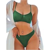 SOLY HUX Women's Sexy Mesh Lingerie Set See Through Bra and Panty | Solid Sheer,Sexy Lace,Bra and Panty,Lingerie 2 Piece