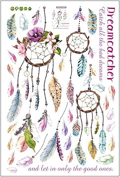 MoGist Wandaufkleber Windspiel Feder Traumfänger Muster Abnehmbare