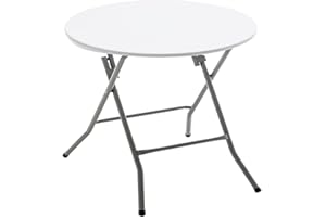 BTEXPERT 2 Foot Indoor Outdoor White Round Folding Table Commercial Portable for Backyard Patio Coffee Dining Wedding Party Event Home Kitchen Banquet Card