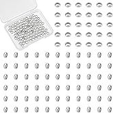 UNICRAFTALE About 100Pcs Spacer Beads Stainless Steel Rondelle Loose Beads 5mm Metal Smooth Large Hole Beads Flat Round Beads Bead Spacers Findings forDIY Jewelry Making Hole 3mm