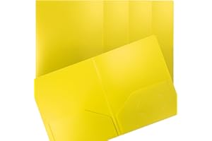 Better Office Products Heavyweight Plastic 2 Pocket Portfolio Folder, Letter Size Poly Folders 24 Pack (Yellow)