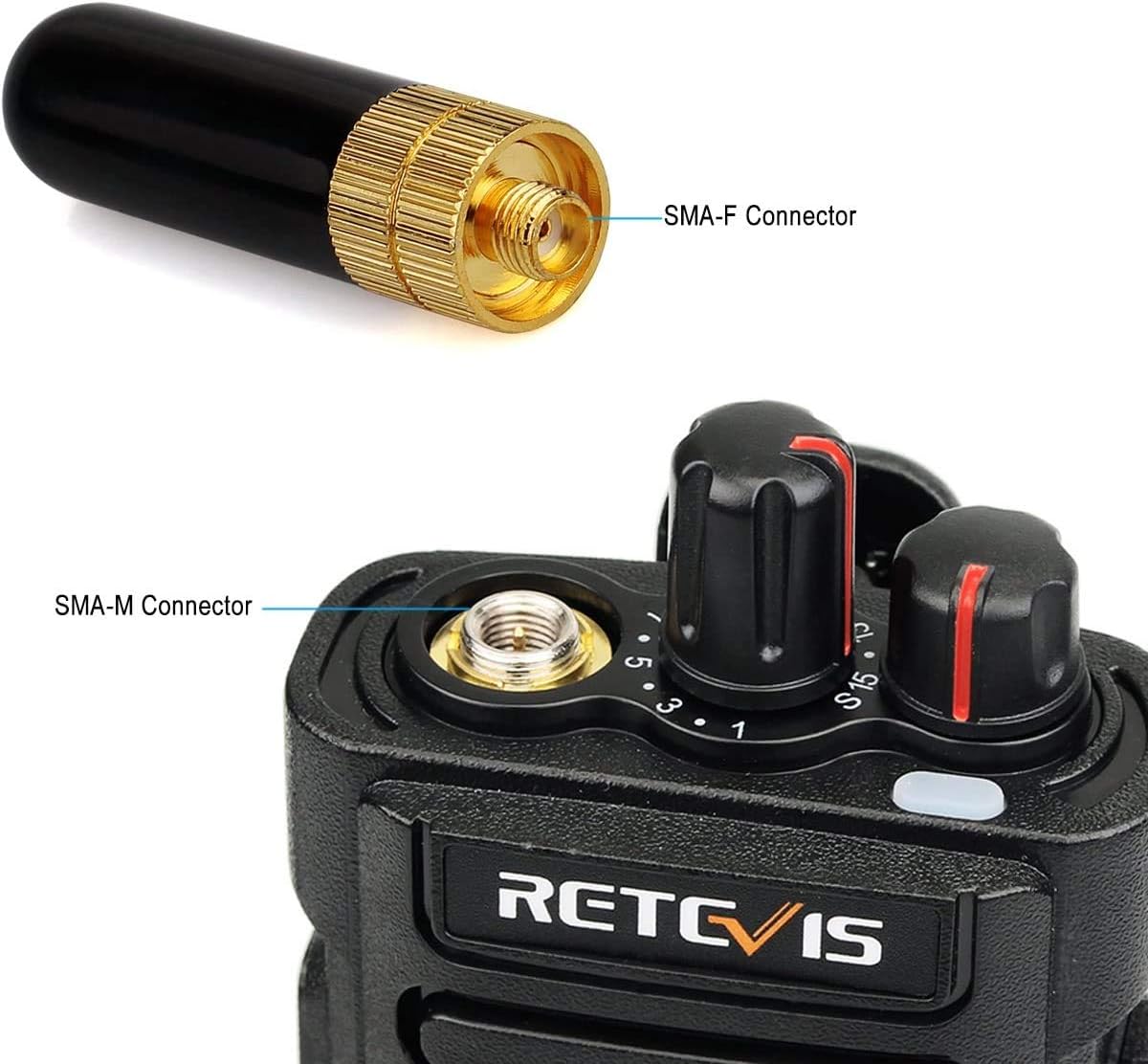 Retevis RT805s Two Way Radio Antenna SMA-F Dual Band VHF/UHF Short Walkie Talkie Antenna Short Antenna Compatible with Walkie Talkie RT5 RT5R RT7 RT21 Baofeng BF-888S UV-5R UV-5R Plus (1 Pack) - Image 5