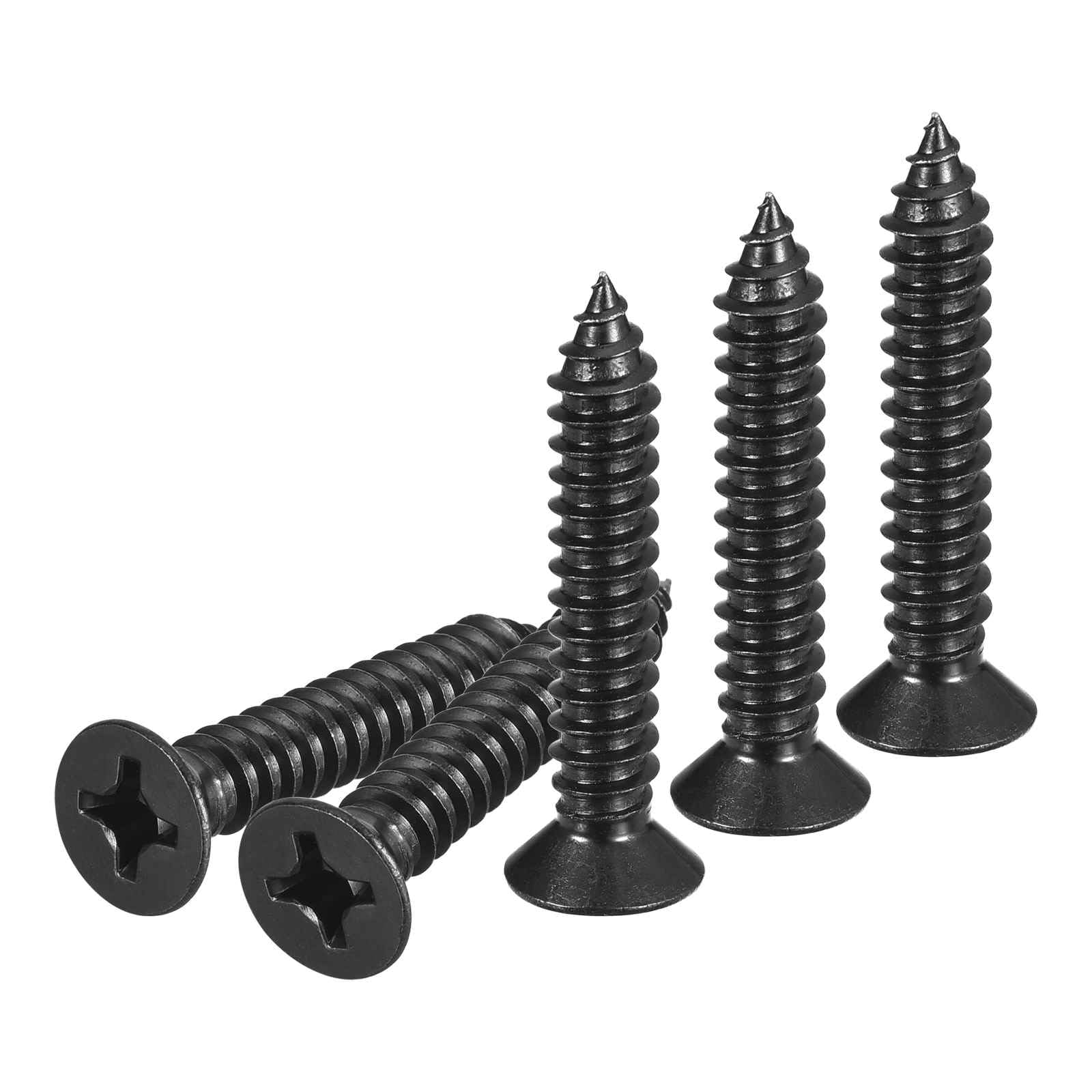 DTGN 25Pcs #14x1-3/4" Flat Head Wood Screws, 304 Stainless Steel Phillips Self Tapping Screws - Good for Woodworking, Furniture - Black