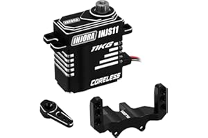 INJORA Coreless High Torque Micro Servo with Mount and Servo Horn for SCX24 C10 JLU Bronco Axial 1/24 RC Crawler Car Upgrade Parts (Black)