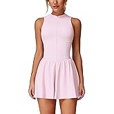 PQBPQB Women Sleeveless Zip Front Tennis Yoga Dresses Slim Fit Summer Built in Shorts Golf Athletic Dress with Pockets