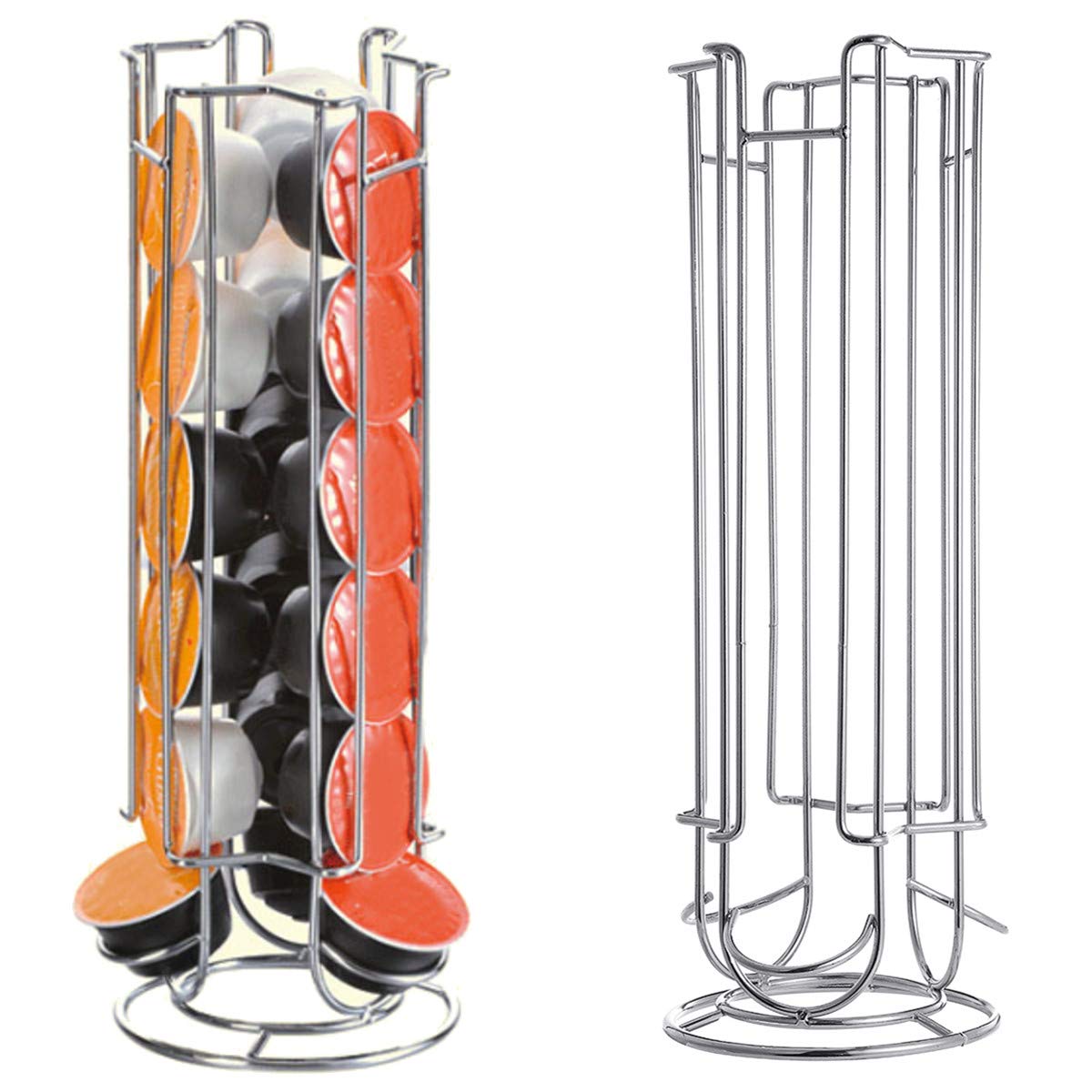 Coffee Pod Holder Metal Chrome Plated Rotatable Stand Rack for Storing