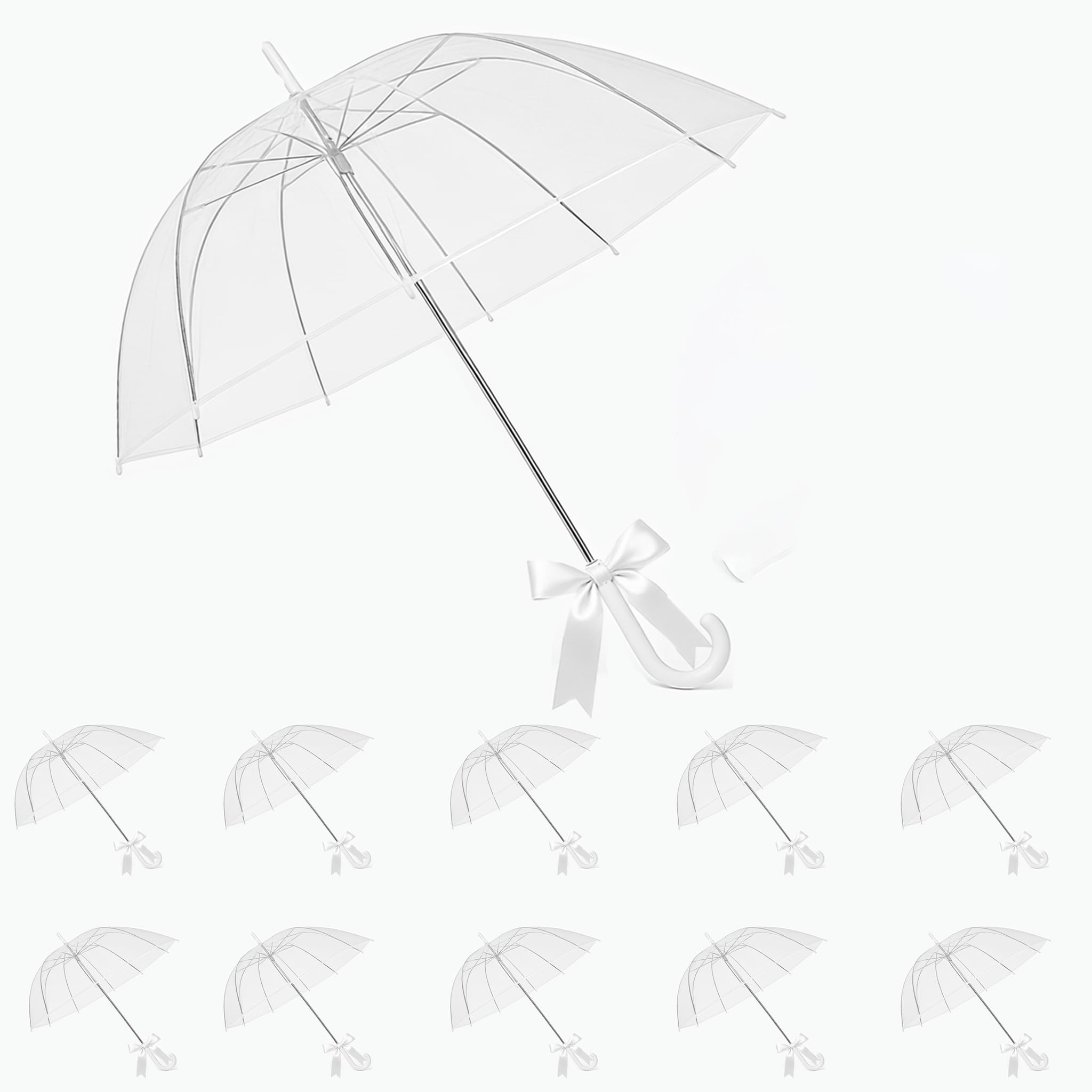 Photo 1 of 10 Pack Clear Umbrella Bulk, Bulk Umbrellas for Wedding, Transparent POE Auto Open Rain Umbrellas with Stainless Steel Frame, Large Canopy for Wedding Photography & Outdoor Events and Parties