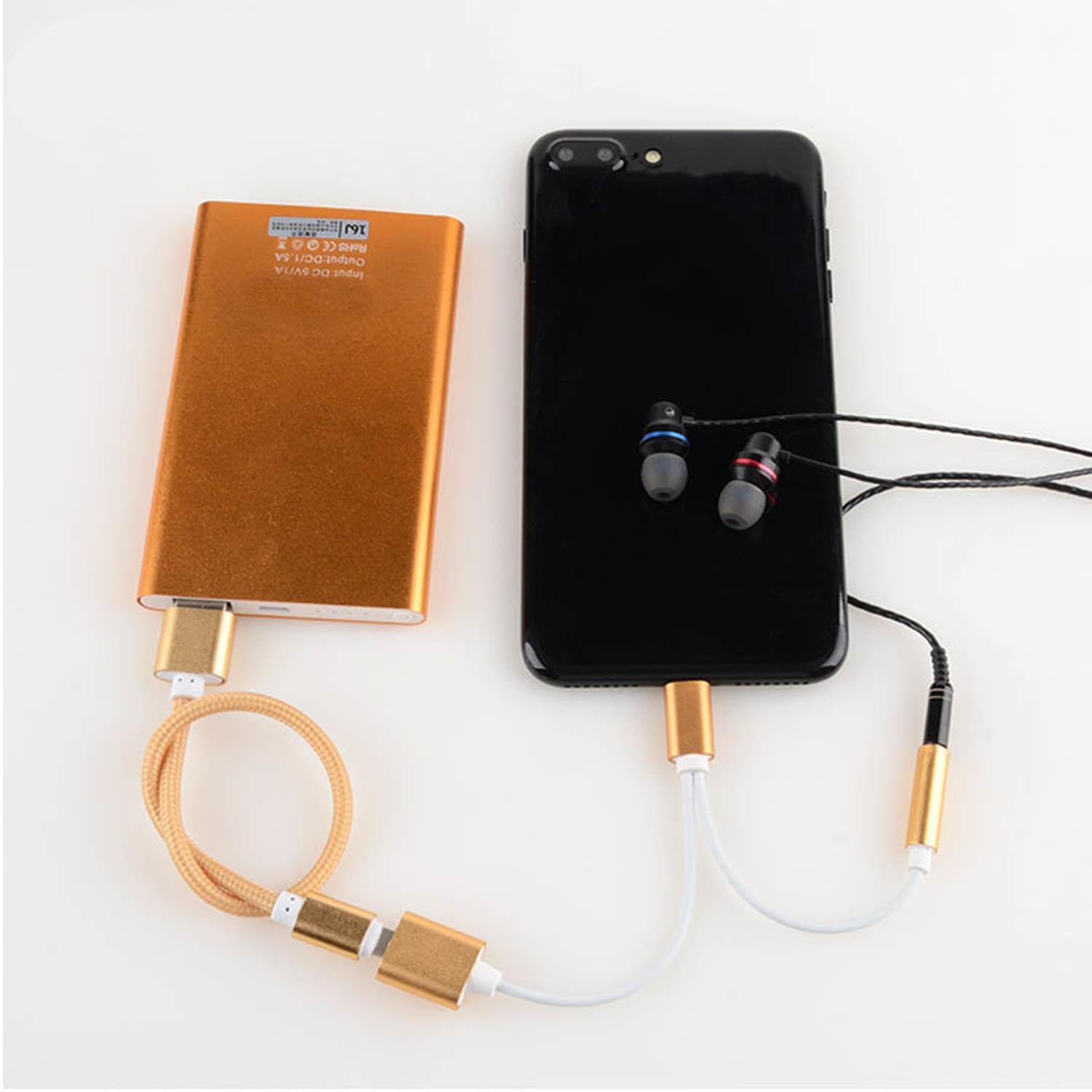 Hello22 3.5mm Audio and Charging Jack 2 in 1 Cable Adapter for iPhone