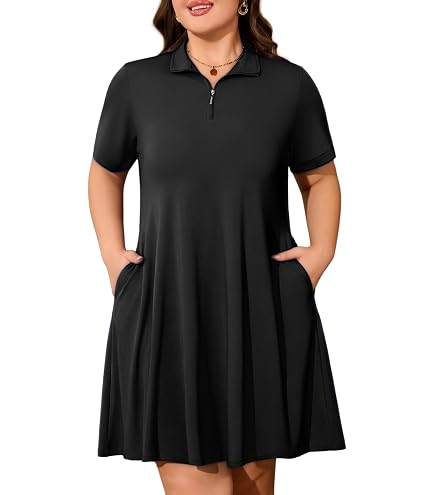 RoseSeek Women's Plus Size Football Jersey Dress Collared Golf Tennis Dress Button Front A Line Streetwear Dresses Apricot Large Plus : Clothing, Shoes & Jewelry