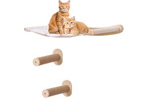 FDHUIJIA Cat Hammock Wall Mounted Shelf with Two Steps - Cat Wall Shelves and Perches for Sleeping, Playing, Climbing, and Lounging - Modern Bed & Furniture for Large Cats or Kitty