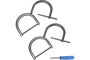 willikiva 4Pcs D Ring with Closing Screw Replacement Screw Shackle Key U Shape D Rings Holder Horseshoe DIY Leather Craft Purse (Black Gold,1-1/2inch)