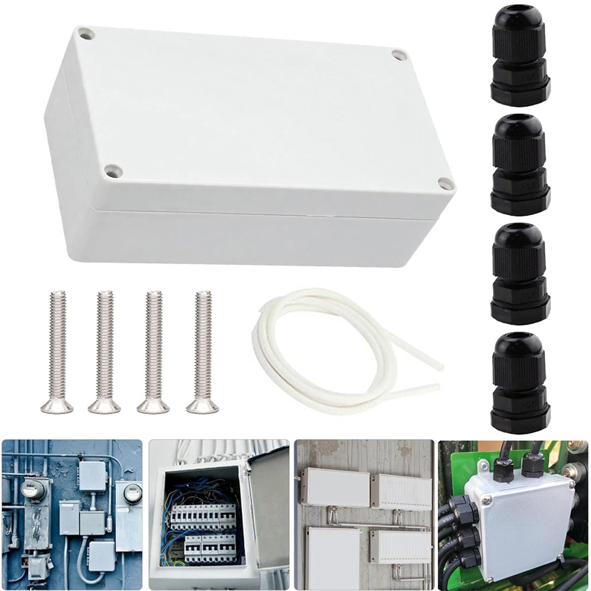 Youmile Electronic Project Box 158 x 90 x 60 mm Waterproof IP65 ABS Plastic Junction Enclosure Box for Outdoor Junction + PG7 Cable Gland
