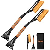 AstroAI 2 Pack 27" Snow Brush and Ice Scrapers for Car Windshield, Detachable Snow Scrapers with Ergonomic Foam Grip for Cars