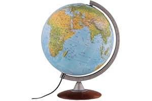 Waypoint Geographic Tactile Relief Globe - 12" Illuminated Blue Ocean-Style World With Raised Relief, Up-to-Date Reference, Decorative for Home and Office Decor