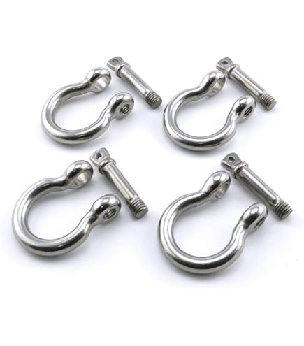 Heavy Duty 5pc 1/4" D-Type Bow Shackle Set – Stainless Steel For Boats, Rigging, And Paracord Projects!