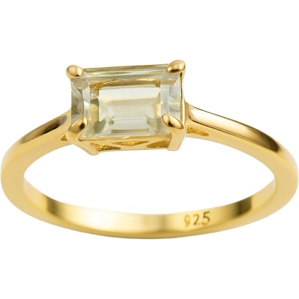Sterling Silver 1 Ct Emerald Cut September Birthstone Ring - Statement CZ Solitaire Ring For Women (Size 9) - View #7