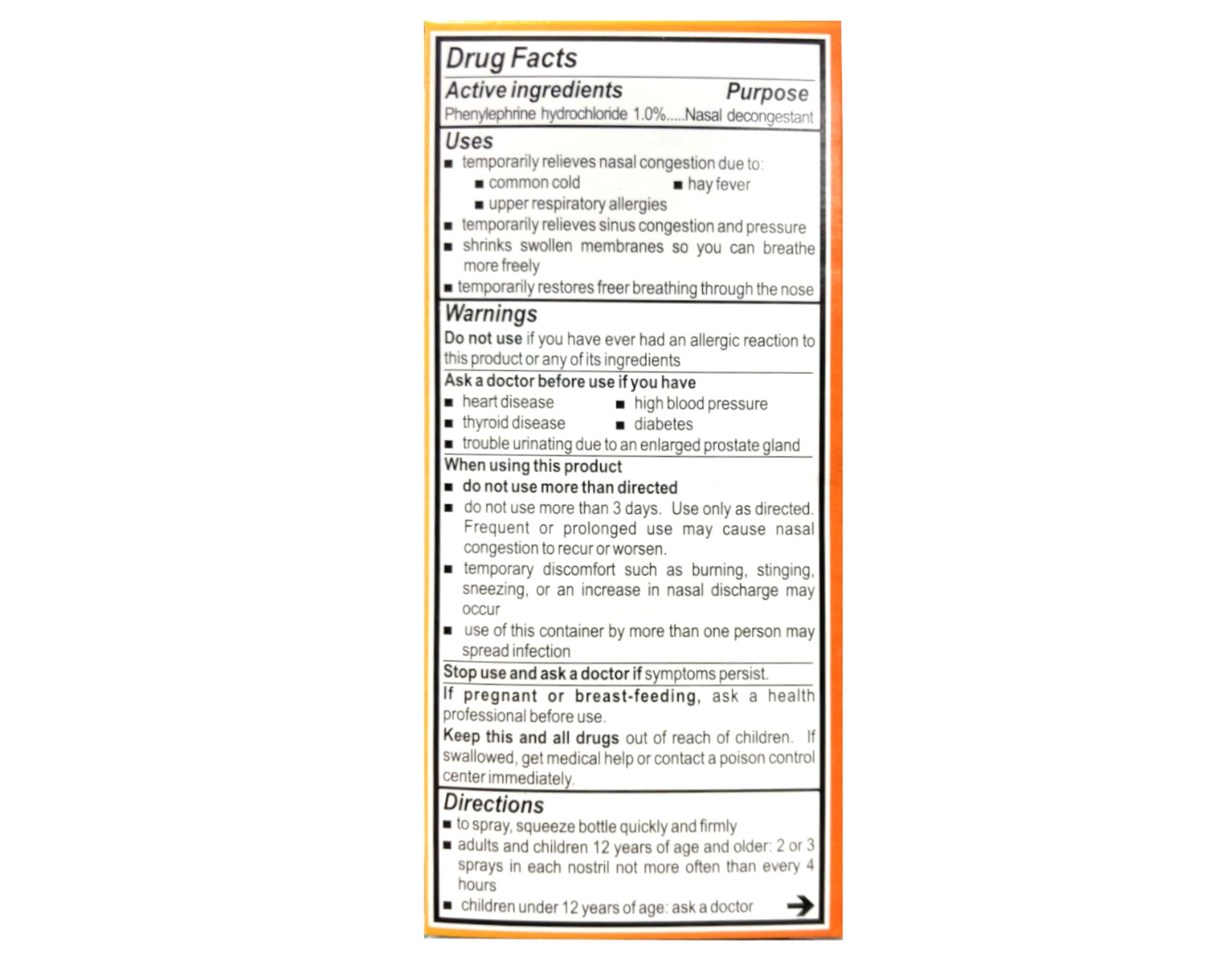 Neo-Synephrine Nasal Spray , Extra Strength Formula, 0.50 Ounces each (Value Pack of 4)