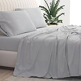 PRATEE Cotton Queen Sheets- 1000 Thread Count, 4-Piece Luxury Bed Sheet Set, Soft Sateen Weave Luxury Hotel Quality with 16" Elasticized Deep Pocket, Light Grey
