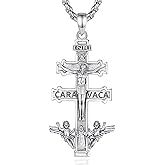 AEONSLOVE 925 Sterling Silver Saint Benedict/St Michael/Cruz de Caravaca Pendant Necklace Religious Gifts for Women Men