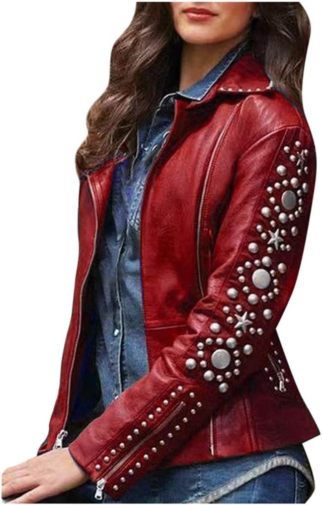 NANTE Top Women's Coat Solid Lapel Zip Jacket Hippie Rock Coats Studs Short Outerwear Gothic Punk Steampunk Outwear Plus Size Overcoat