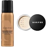 Morphe Mini Continuous Prep &amp; Set Hydrating Face Mist (1.3 oz) + Mini Bake &amp; Set Translucent Setting Powder Duo - Lightweight, Talc-Free Finishing Powder (.09 oz)