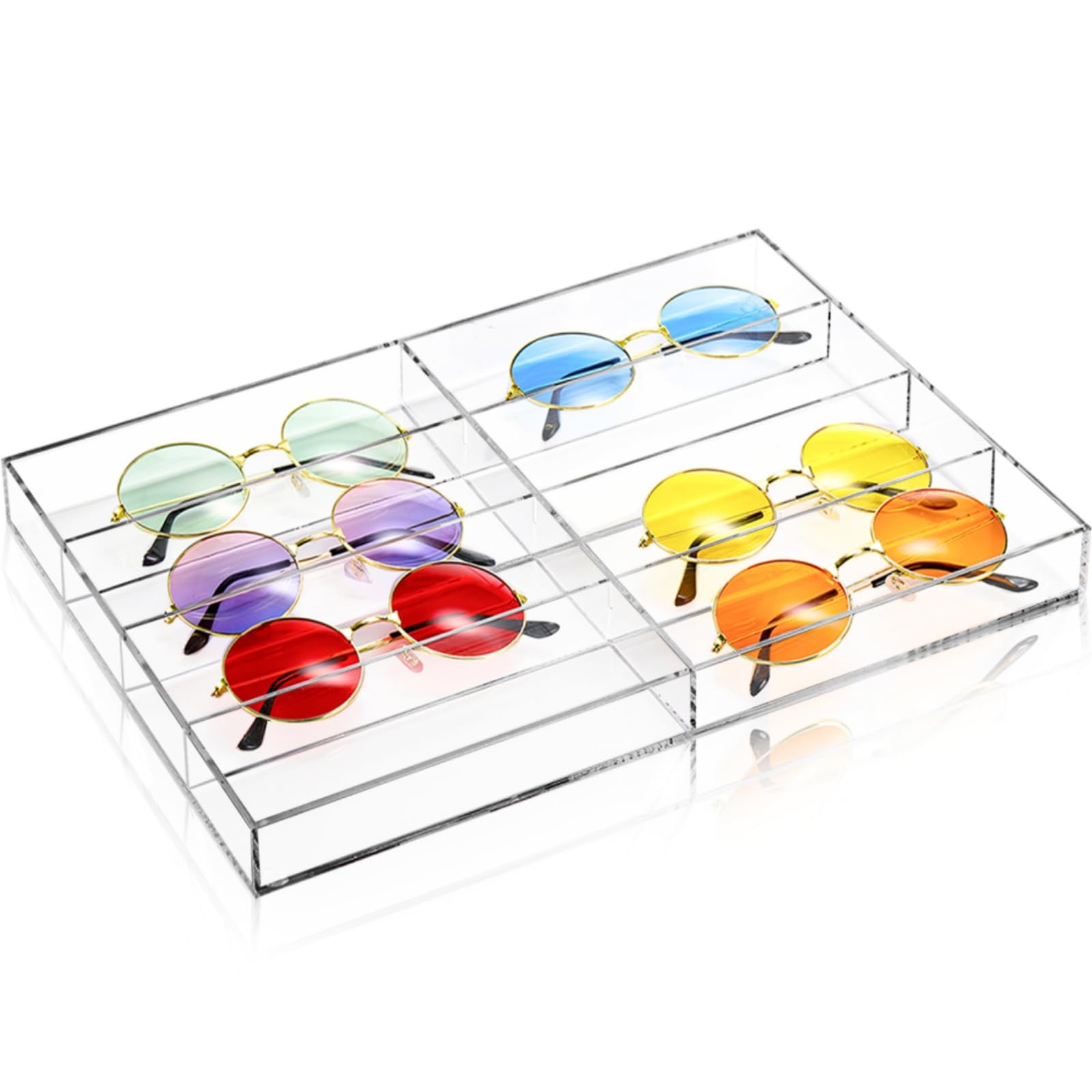 Photo 1 of Pumtus Acrylic Sunglasses Organizer, 8 Slot Clear Tabletop Eyeglass Display Case, Premium Countertop Eye Glasses Storage Tray, Eye Wear Collection Box Holder for Eyewear, Jewelry, Watch