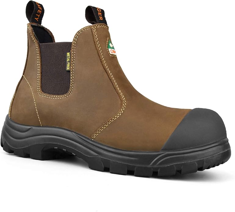 Tiger Men's Safety Boots Metal Free Composite Toe CSA Lightweight Slip