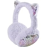 Lupieiae Girls Winter Ear Muffs Faux Fur Warm Earmuffs Sparkly Cat Ear Outdoor Ear Warmers Adjustable