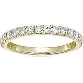 VIR JEWELS 1/2 cttw Diamond Wedding Band for Women, Certified I1-I2 Diamond Wedding Band in 14K Yellow Gold Prong Set, Size 4.5-10